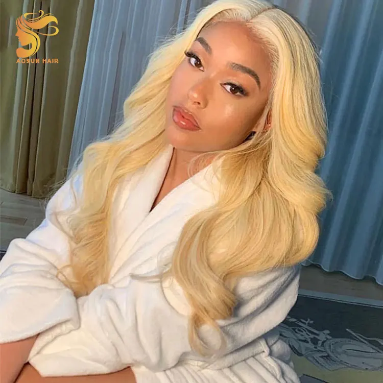 Aosun Breathable Bleached Knots Body Wave Lace Front Wig, Ombre Human Hair Lace Wig Japan, Lace Front Wig Human Hair With Bangs