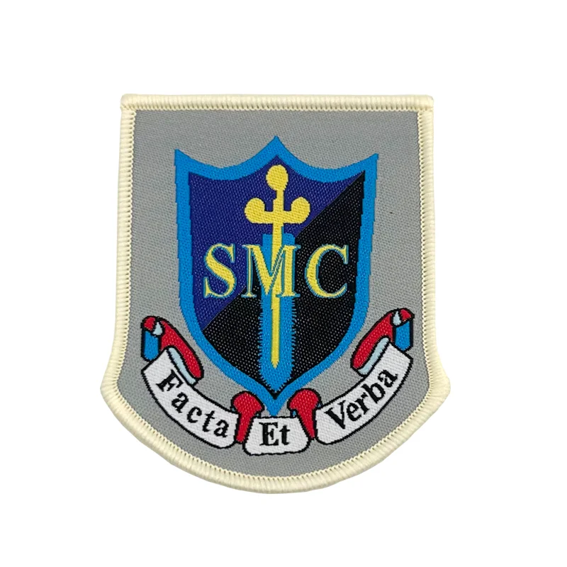 Custom Personalized Woven Embroidery Patches Badges with Logo Design Iron-On for Clothing Hats Printed  For School Uniform