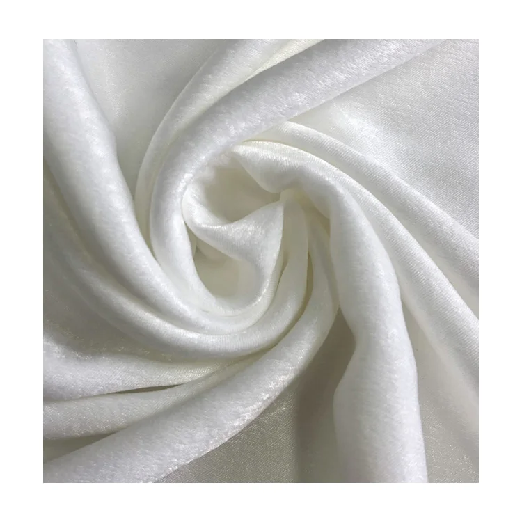 clothing material GRS 140GSM 100% recycled polyester satin solid white fabric for women dresses