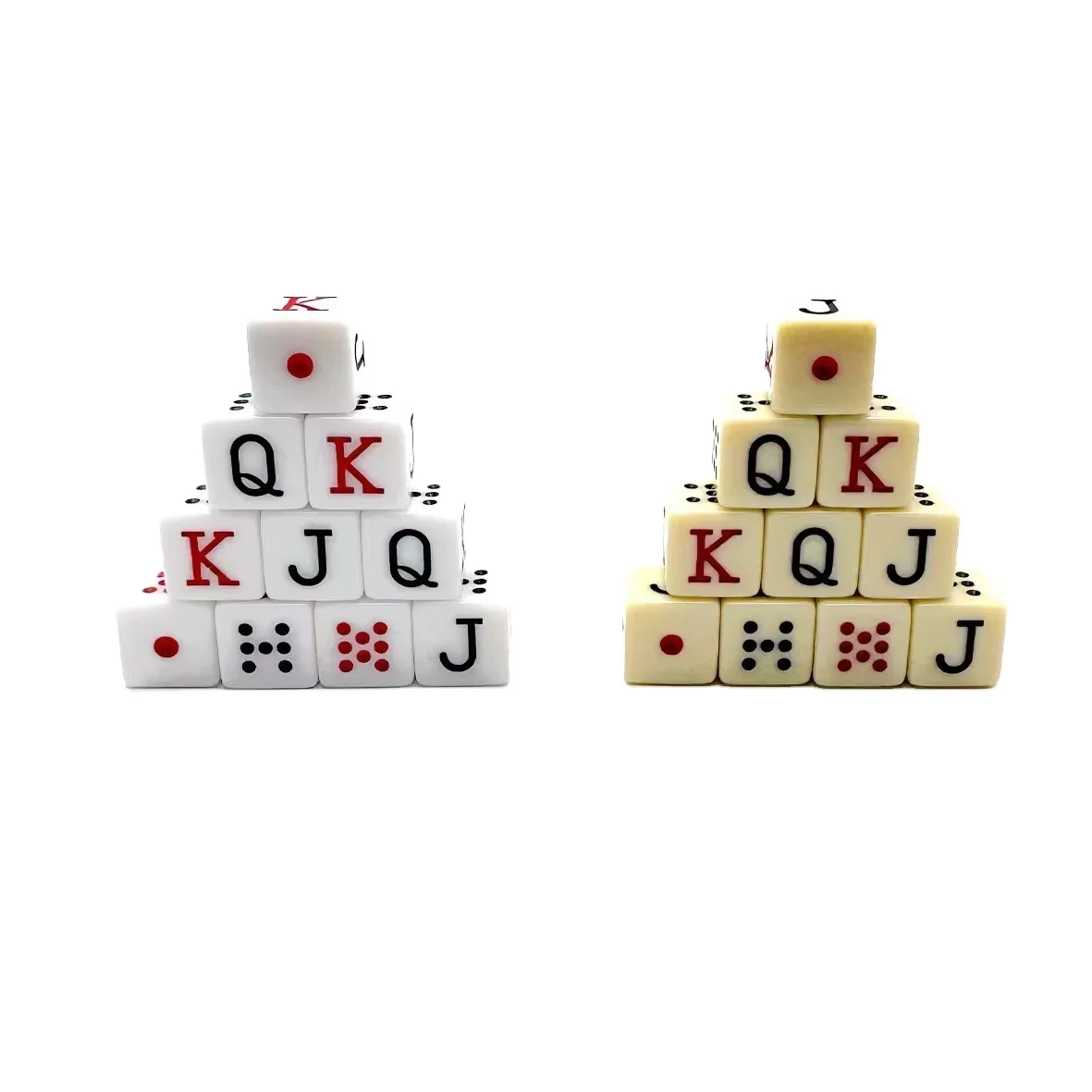 10pcs Spanish Poker Dice Ivory 6 Sided Square JQK Dice Plastic Table Game Dice Set White 16mm 6-Sided Card Symbols Dot K Q J 8 7