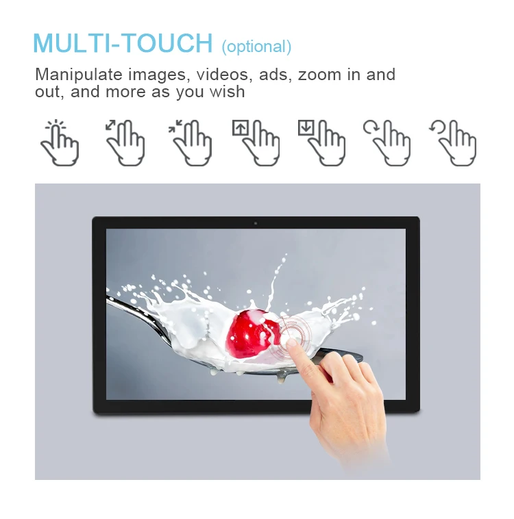 32 43 50 55 65 Inch Touch Screen Wall Mount Restaurant Digital Signage Smart Advertising Display Lcd Monitor