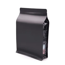 High quality 8 side seal tea coffee bean zipper flat bottom pouch with side window for pet food