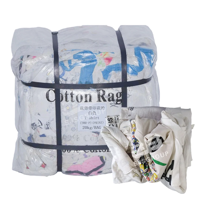 Industrial Trapos Lint Free Fabric Cutting Cloth Rags White T Shirt Rags Universal Duster Wiping Rags for Cleaning