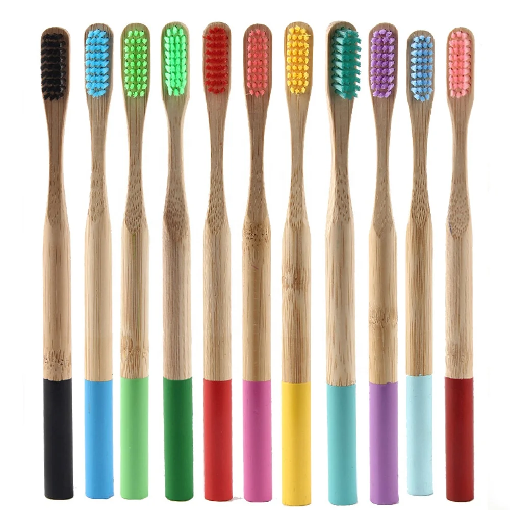 Round Handle Design Bio-degradable Eco-friendly Medium Firmness Bristles Bamboo Toothbrush for Hotel / Home