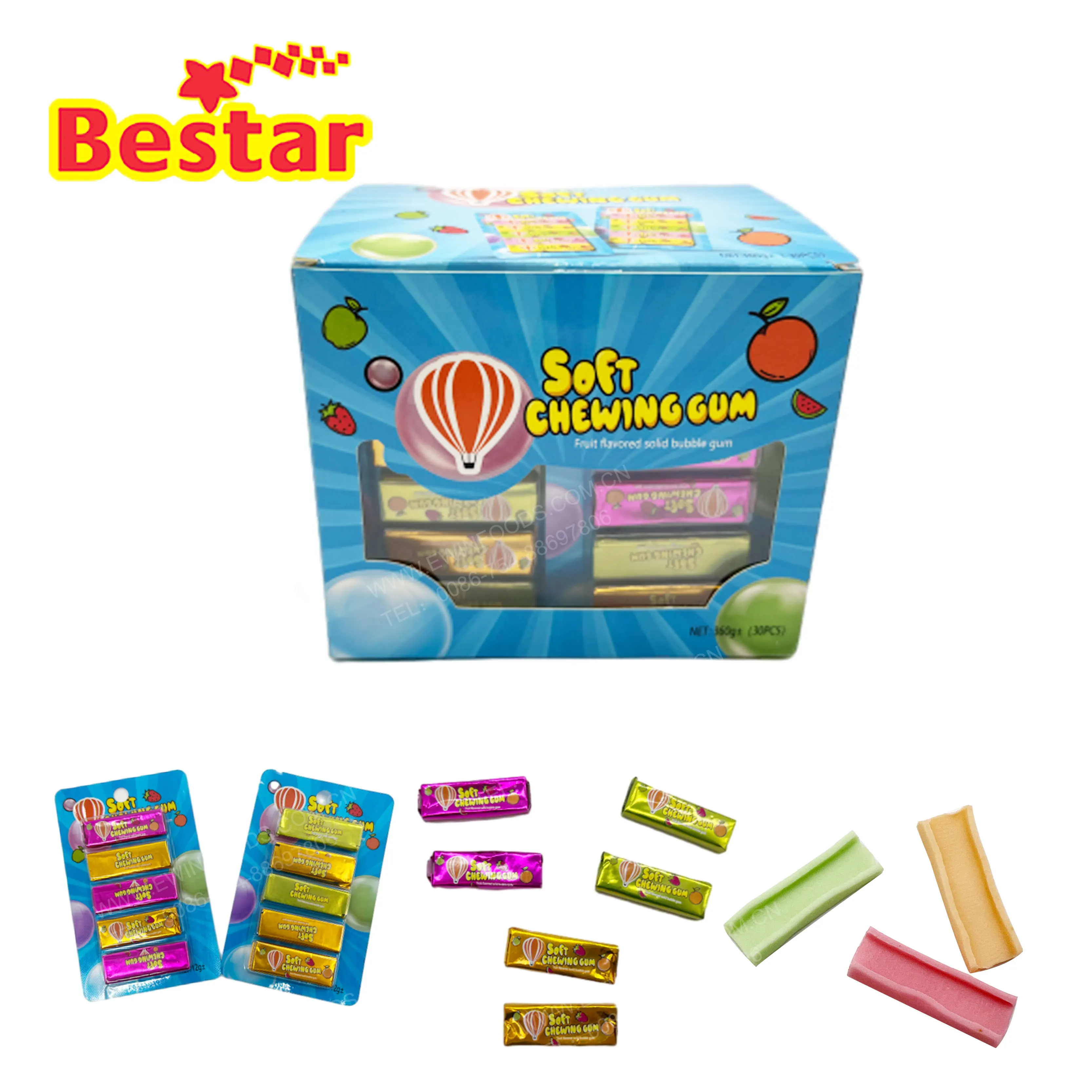 OEM Candy manufacturers mini soft chewing bubble gum with fruit flavor for wholesale