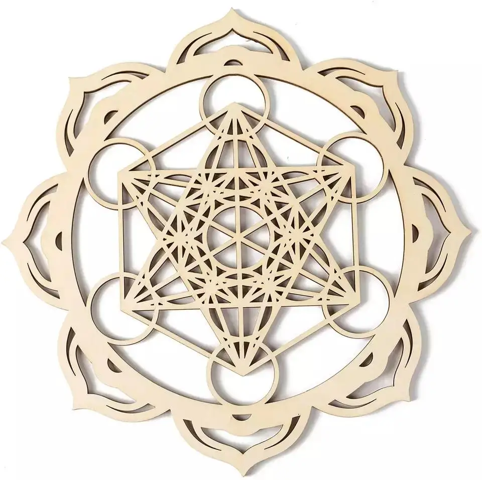 Wooden Art Sacred Geometry Wall Set Yoga Decor Sri Yantra Wall Decor Mandala Chakras Wheel of Life Seed of Life Crystal Grid