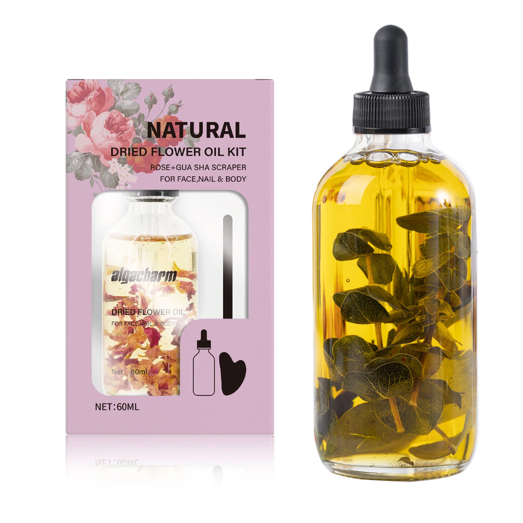 Private Label 100% pure body care dried flower oil Multi Use Massage eucalyptus flower essential oil for body box package