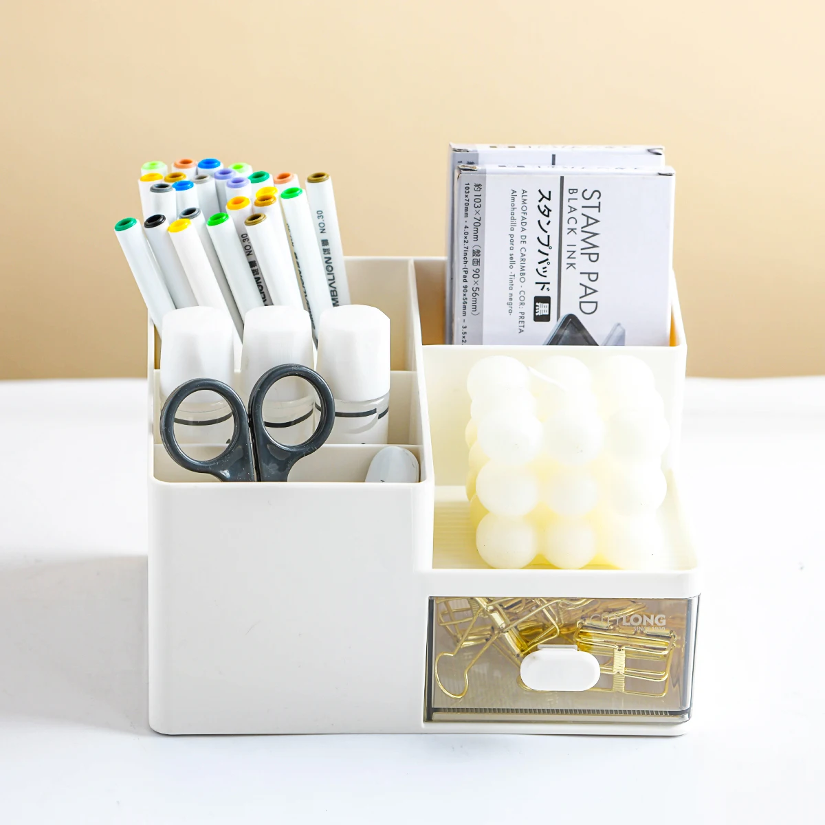 New Arrival Office Supplies Desktop container Plastic Makeup Cosmetic Organizer Storage Box bin with Compartment