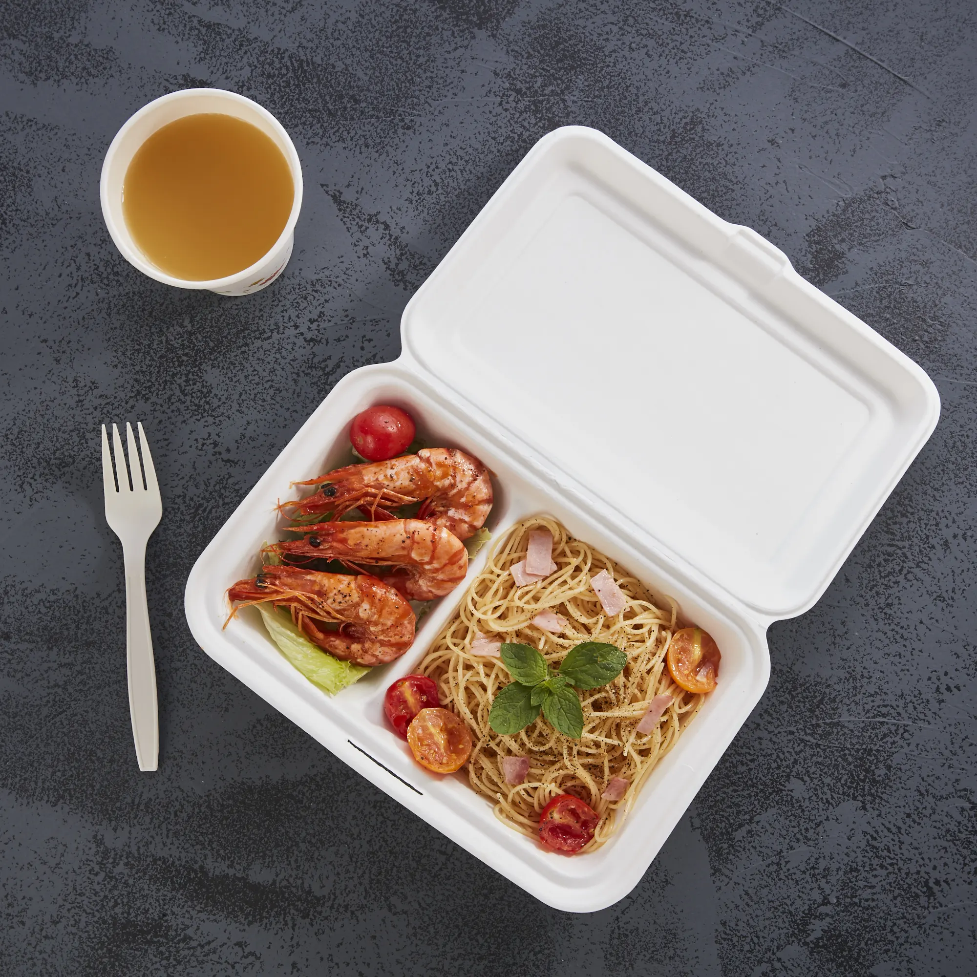 Eco-friendly Biodegradable Sugarcane Bagasse Pulp Molded Clamshell Lunch Boxes For Fast Food Take Away