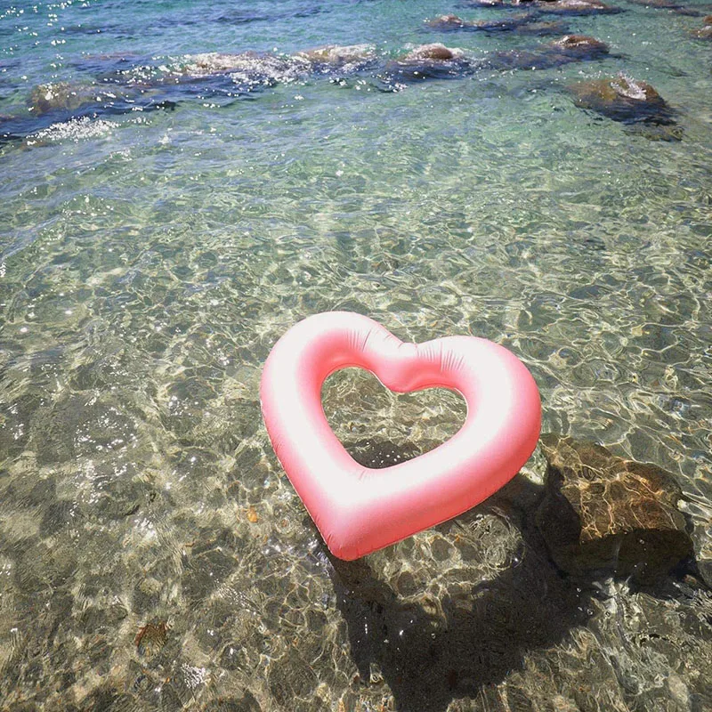 Sweet Love Swim Rings Float Loungers Tube for Summer Water Fun Beach Party Toys for Kids, Adults Inflatable Heart Pool Float
