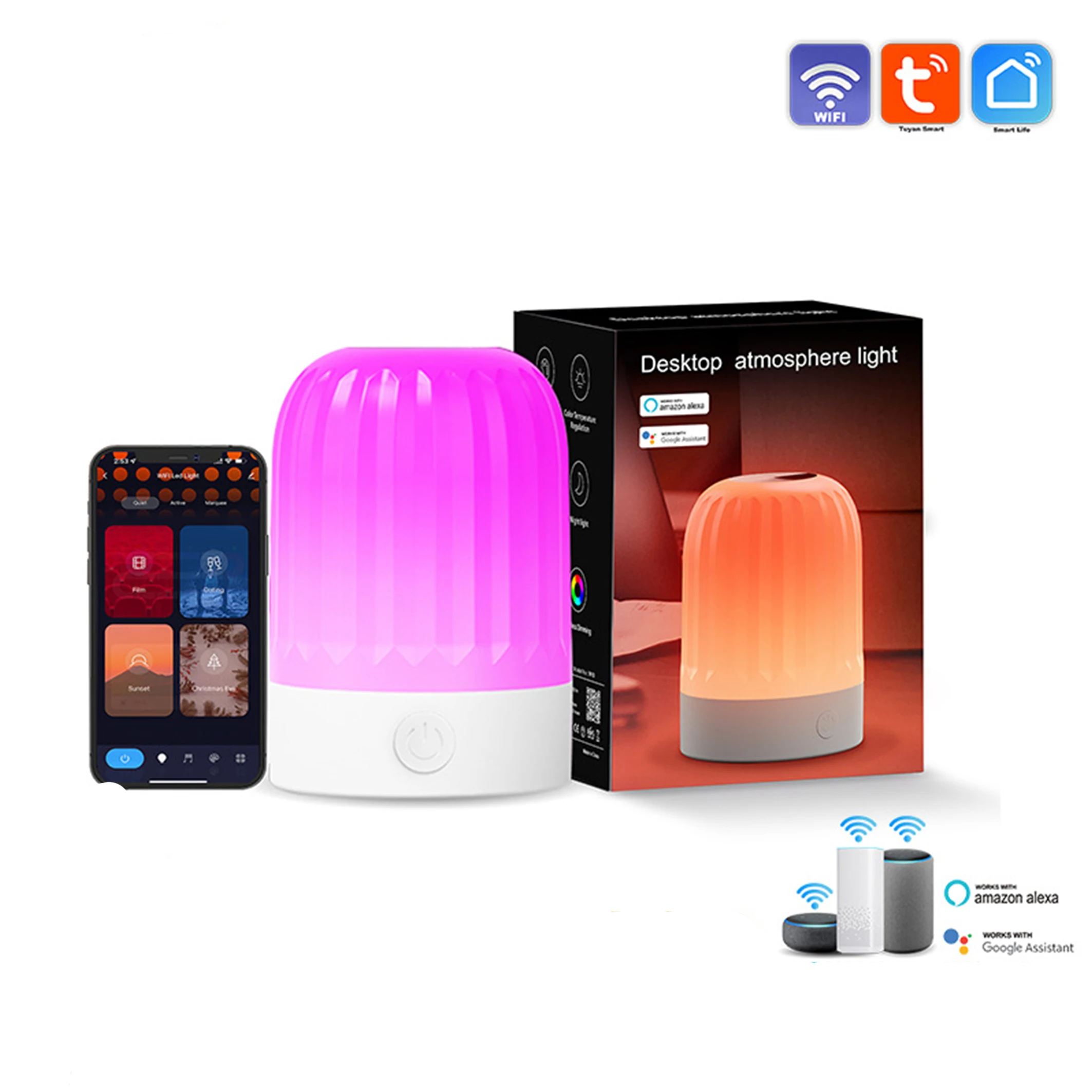 Tuya Smart Life Led Touch Sensor Dimmable Rgb Color Changing App Controlled Smart Wifi Beside Night Lamp