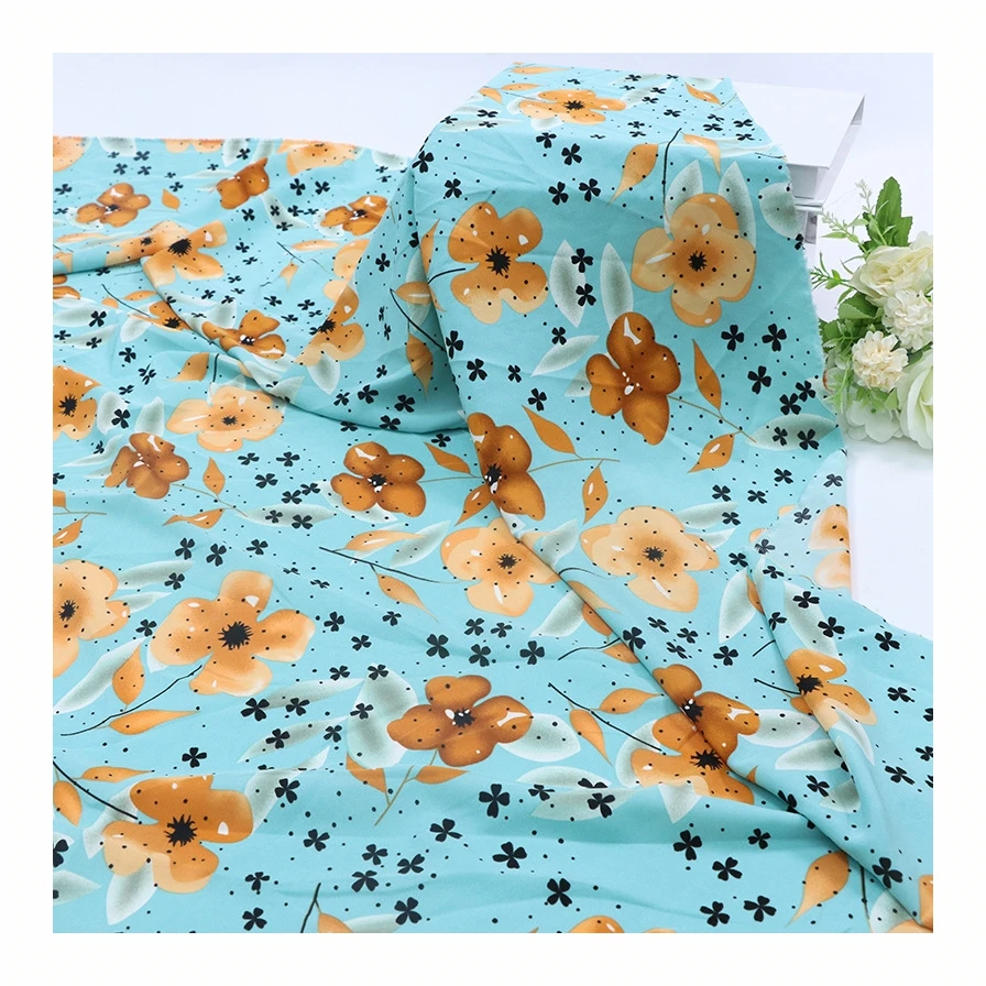 105-110gsm 95% polyester 5% spandex 100D 75D polyester stretch floral printed fabric four way stretch fabric for shirts