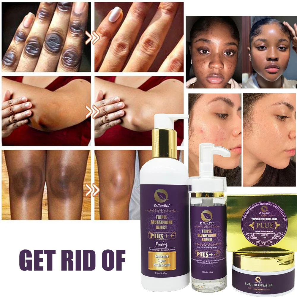 Glutathione Whitening Skin Care Set Private Label OEMDOM Moisturizing Brightening Anti Aging Remove Dark Spots Glutathione Set