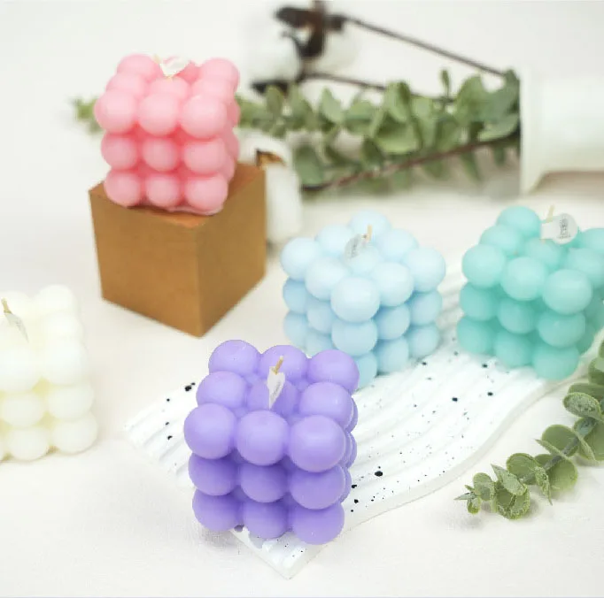 WELLNESS Candle Suppliers Custom Cute Color Bubble Scented Soy Wax Home Fragrance Essential Oils Birthday Party Wedding  Candles
