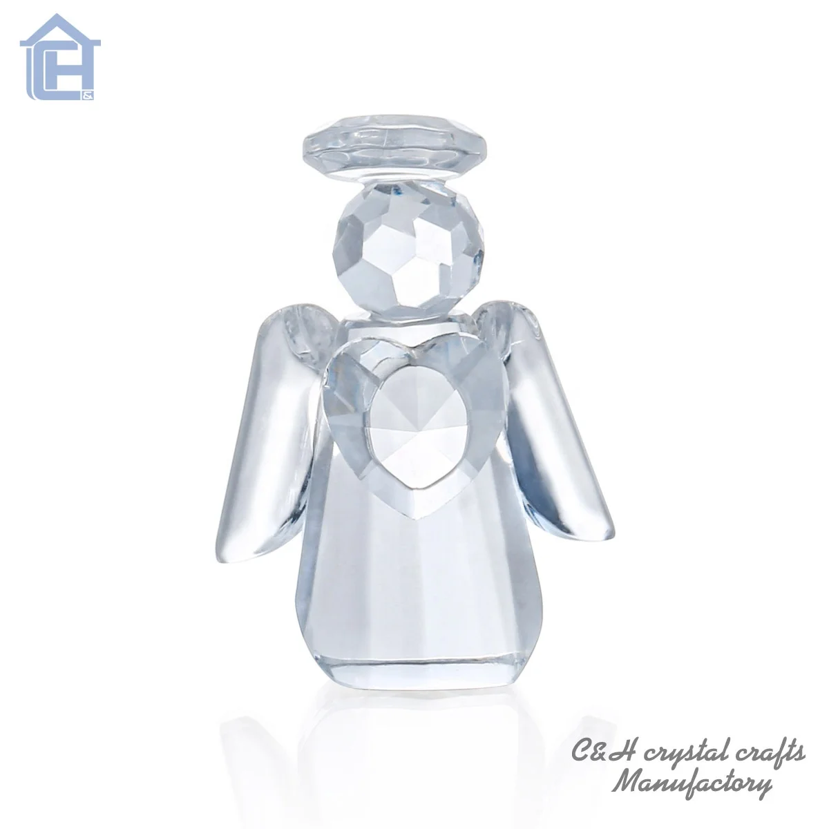 Small mini cute angel crystal kids shower gifts glass angle figurines OEM Christmas gift items for home decoration