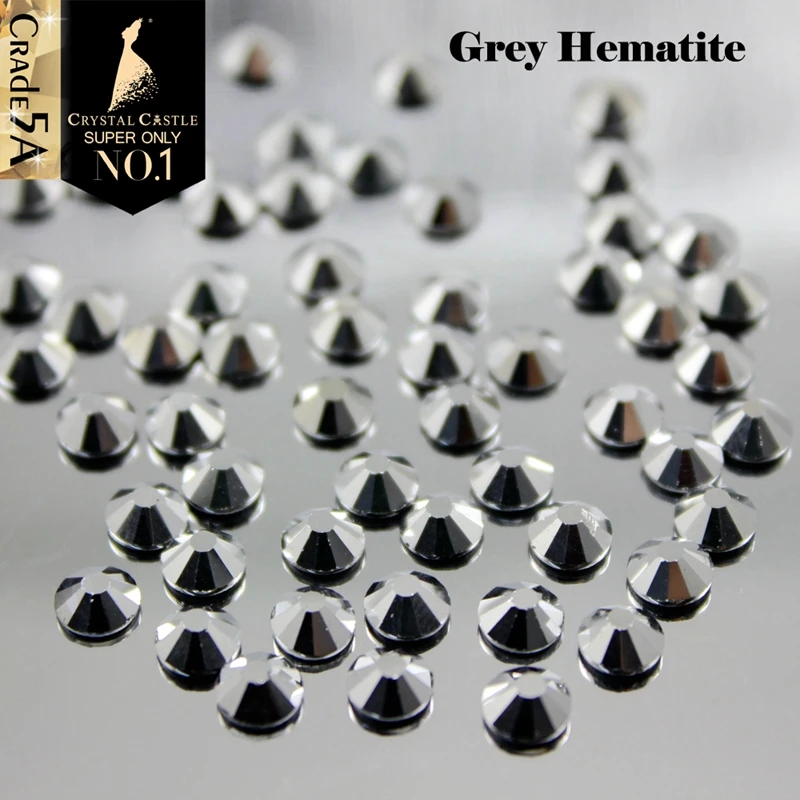 
Crystal Castle 5A Best Glass Strass Hot fix Black Jet Hematite Labrador Crystal Stones Silver Flare Rhinestone Hotfix For Shoes 