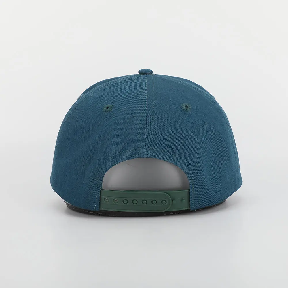 Wholesale Custom Men High Quality 5 Panel Blue Cotton Rope Hat Flat Bill Unstructured Woven Patch Logo Baseball Cap