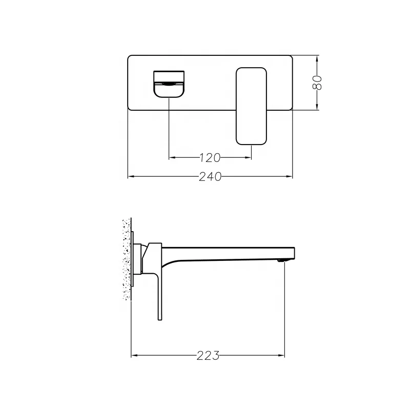 10 years super long warranty luxury black wall mounted tap bathroom wash faucet with in wall valve