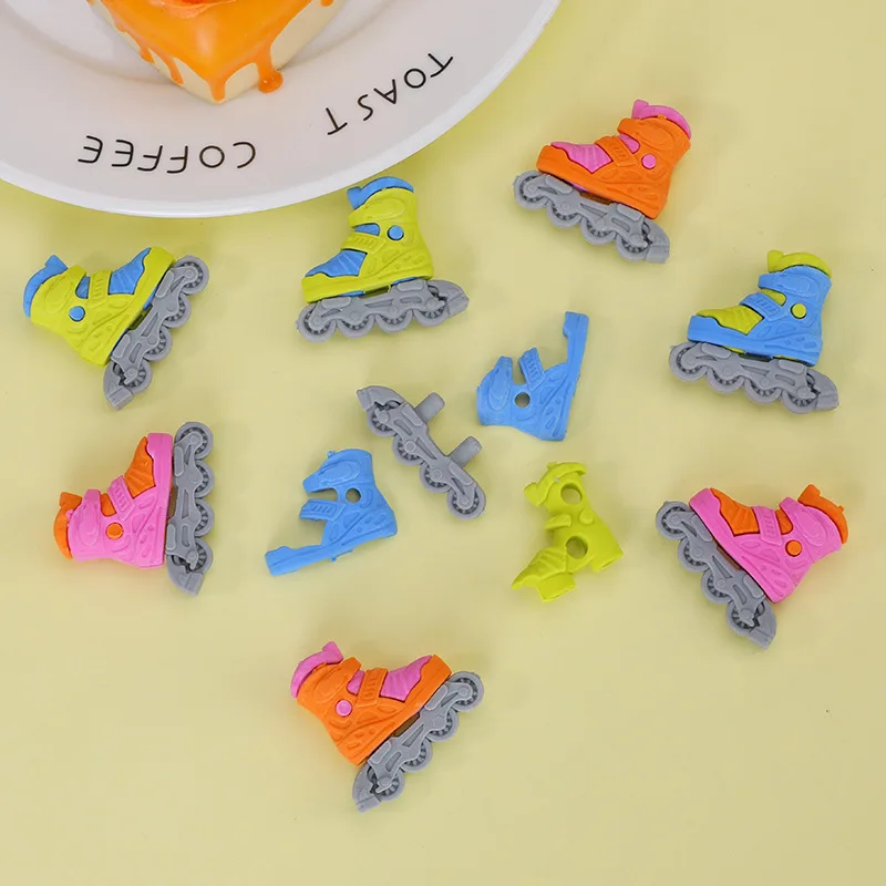3D Kids School Stationery Mini Cute Rolles Skates Pencil Erasers Bulk Bag-Shaped TPR Eco-Friendly for Students