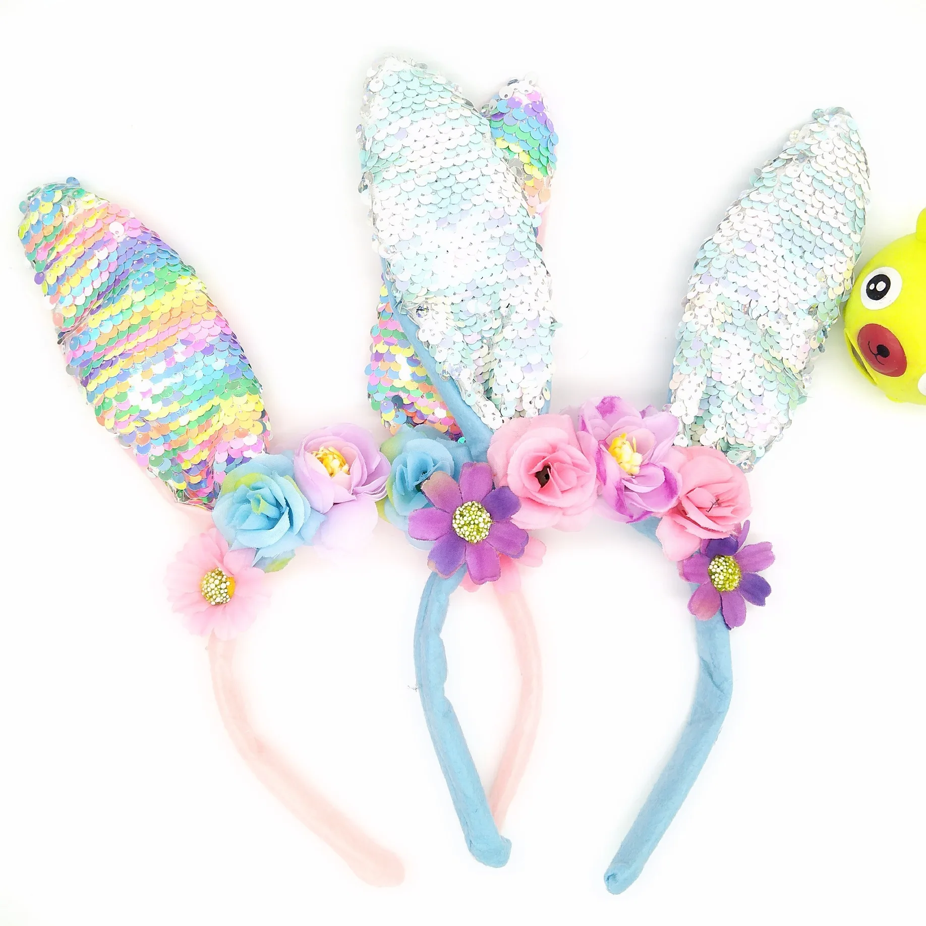 Christmas dress up headgear colorful scales rabbit ears cute flowers sequin headband