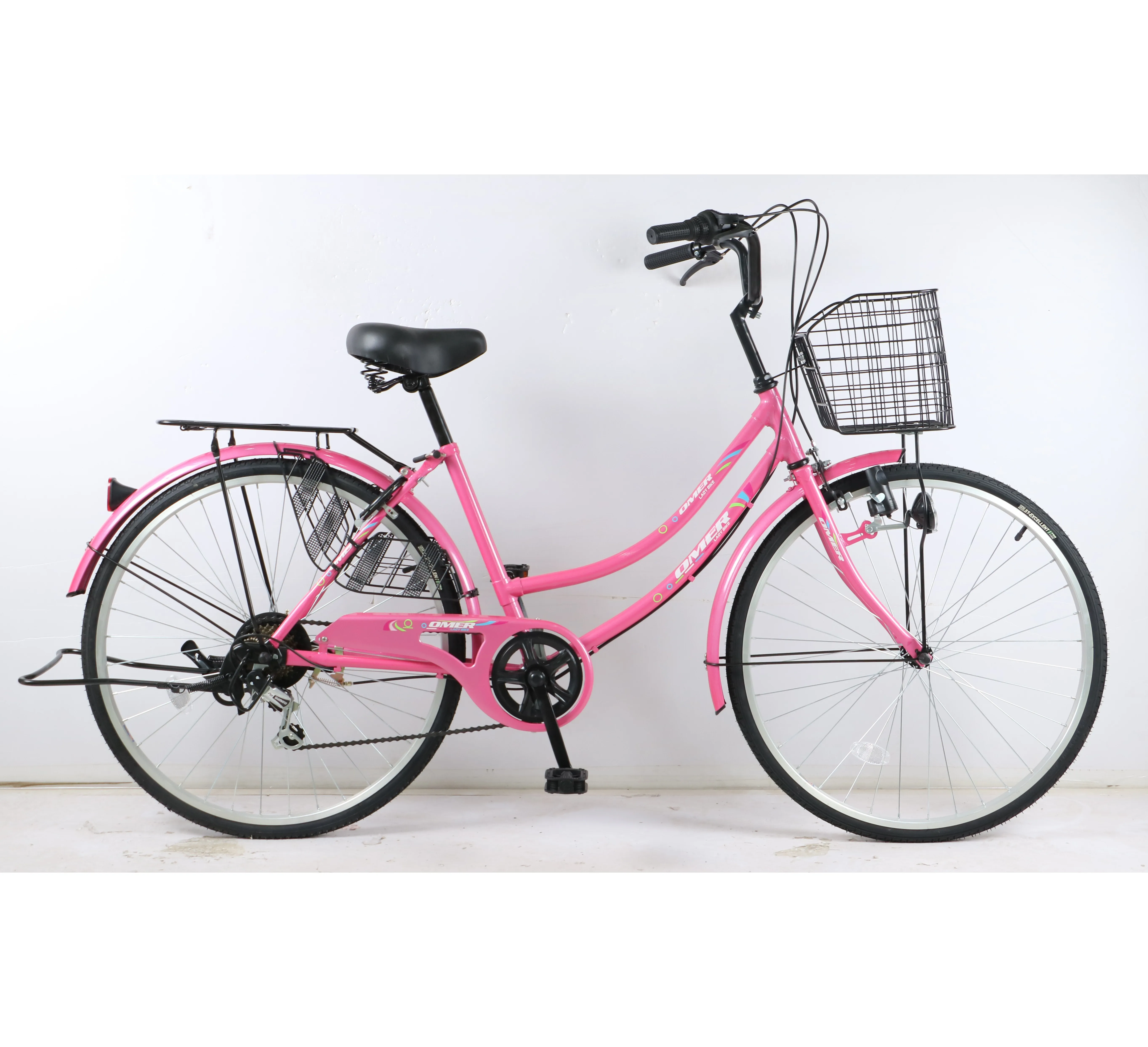 26inch City bicycle steel frame lady women shoulder fork gear sports light city bike with carrier