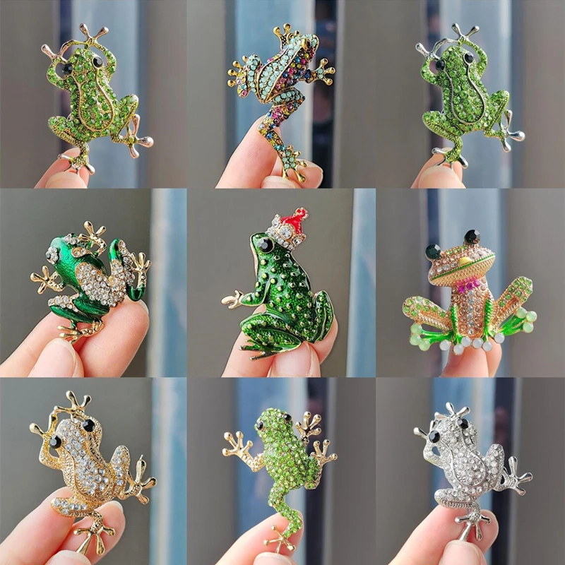 Rinhoo Crystal INS Tide Personalized Pins Brooches Accessories Bee Fox Frog Bird Flower Dragon Cartoon Clothes Hat Metal Jewelry