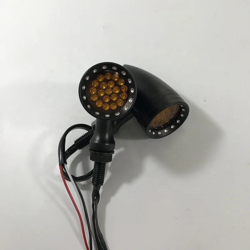 CNC Motorcycle Bullet LED Turn Signal Lamp Chrome Motorcycle Blinker Indicator Front Rear Turn Light