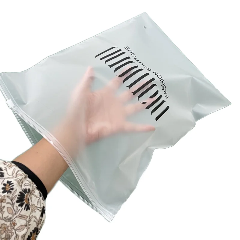 Wholesale Custom Logo Waterproof Frosted Zipper Bag  Matte Plastic Packing Self Sealing Clothing Packaging Bag