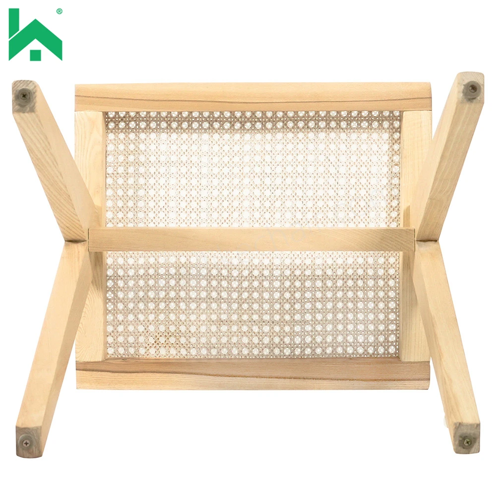 European style Curved square beech wood rattan cushion seat home luxury solid wood Mini small desk chair