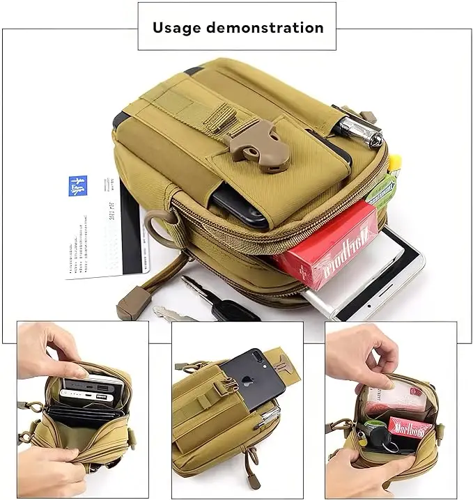 Outdoor Camping Hiking Accessory Pouch Men Mobile Phone Magazine EDC Waist Bag Waterproof Tactical Pouch Molle Bag