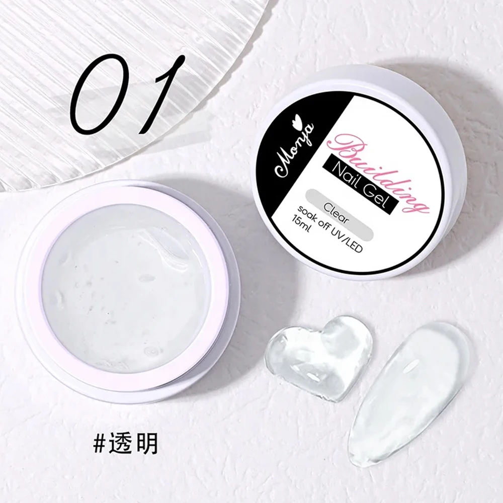 Wholesale 15 ml solid nail extension building gel for nail art salon UV LED full cover soft gel nail tips glue gel