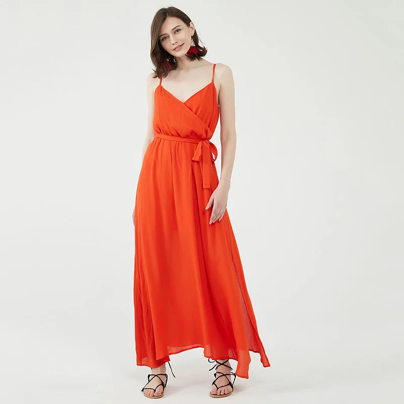Factory Wholesale Long Dress Summer Dresses Red Maxi Women Casual