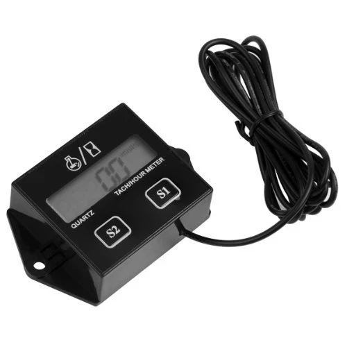 Waterproof LCD Digital Hour Meter Tachometer Small Engine Spark Motorcycle