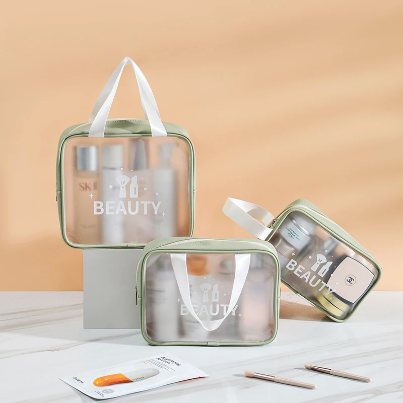 Clear Cosmetic Bag 3 Pcs Waterproof PVC Toiletry Carry Pouch Portable Makeup Organizer Bag Set for Travel Bathroom