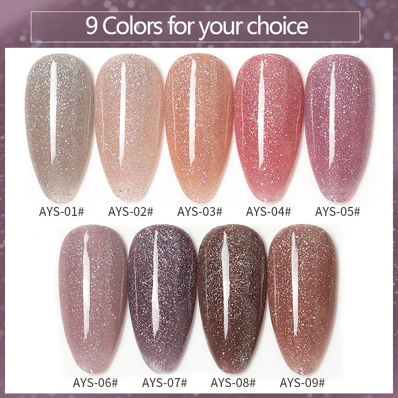 AS 2024 Wholesale new Semipermanent 15ml/bottle Gel Polish Nails UV Varnish Glitter Glass Nail Art Polish For Manicure