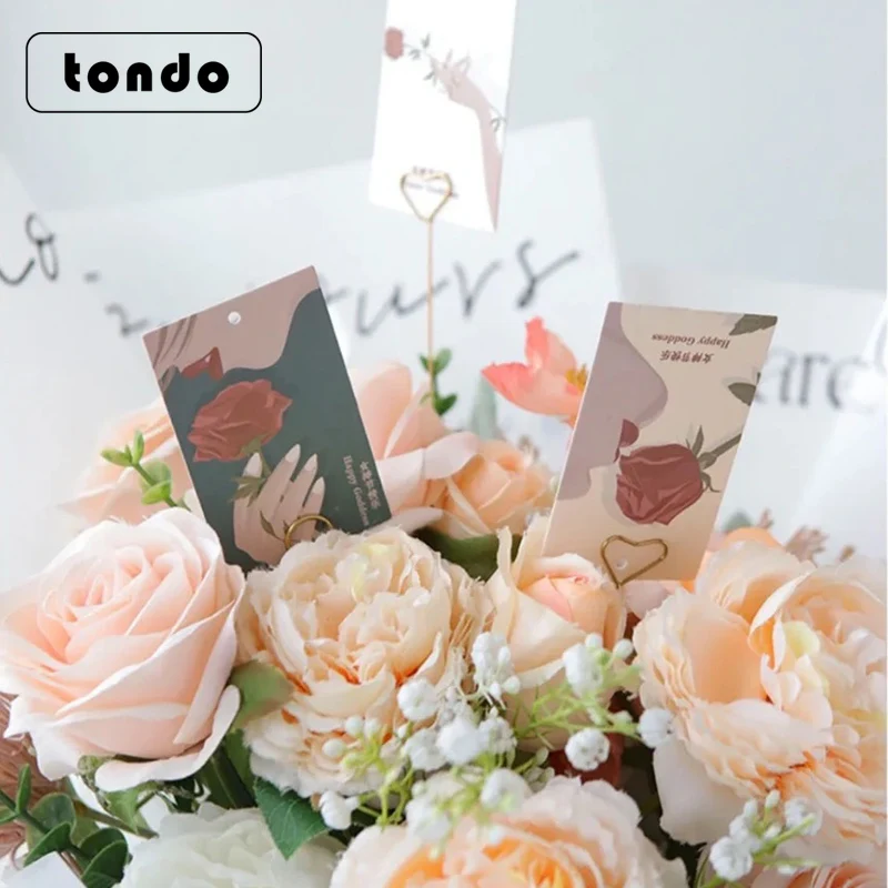 Wholesale Cheap Designs Wrapping Decoration Gold Metal Flower Card Holder Flip Metal Flower Arrangement