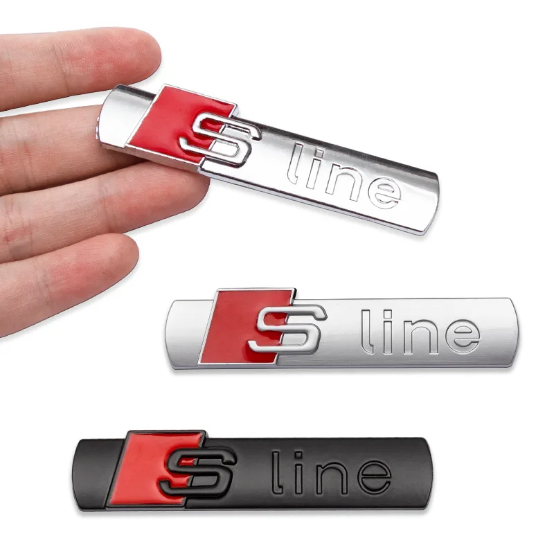 3d Metal Fender Side Logo Car Emblem Badges For Audi A3 Sline A4 S Line A5 A6 A7 A8 Q3 Q5 Q7 TT