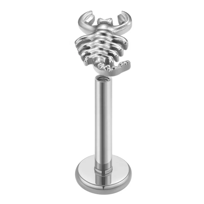 G23 Titanium Scorpion Internally Thread Labret Earrings Cartilage Helix Labret Studs Piercing