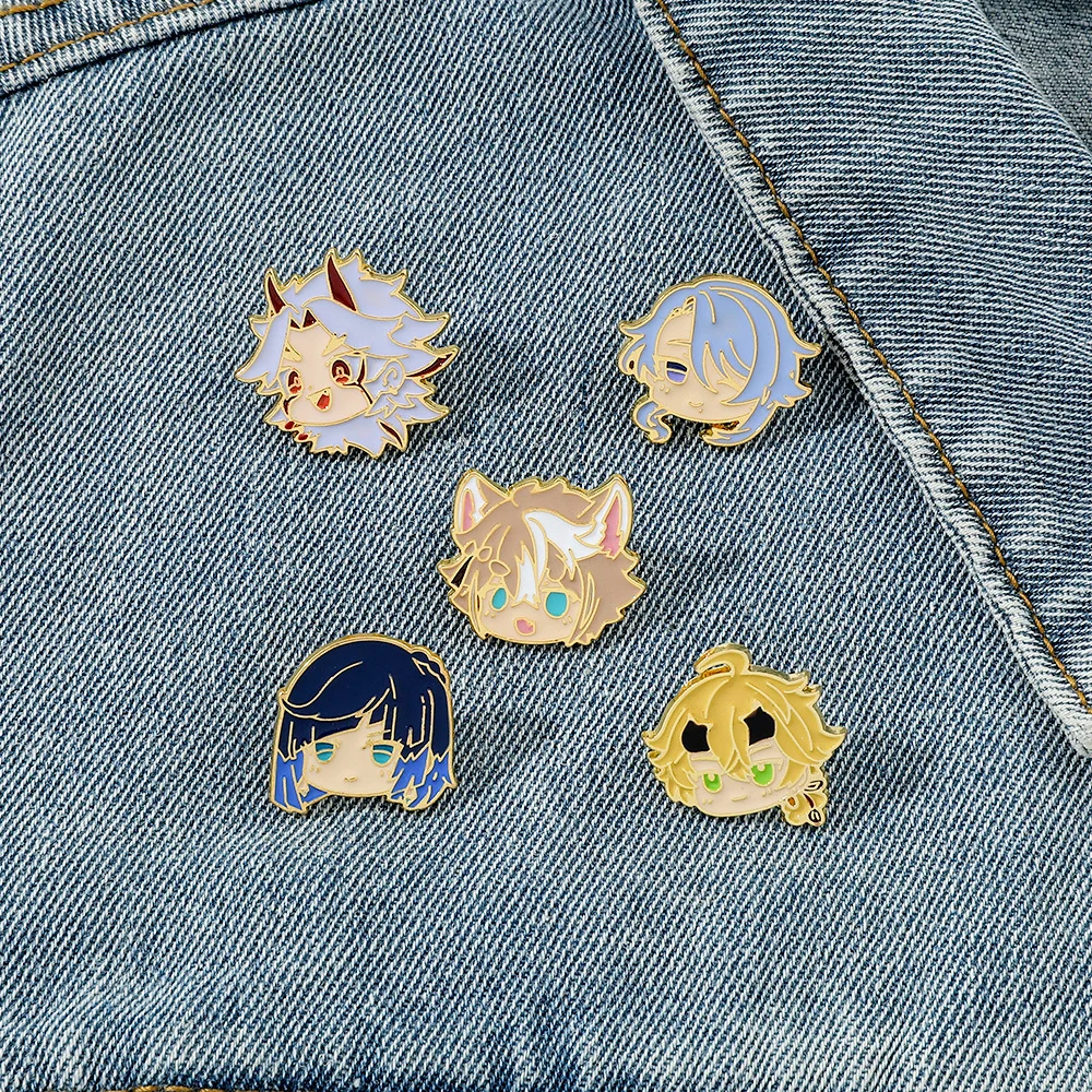 Wowei Cute Cartoon Genshin Impact Metal Badge Al Haisen Kamisato Ayato Yelan Brooch Student Bag Accessories