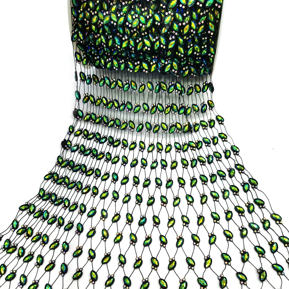 S147 Stretch Elastic Rhinestone Mesh Fabric Trim crystal mesh fabric rhinestones For Party Dress