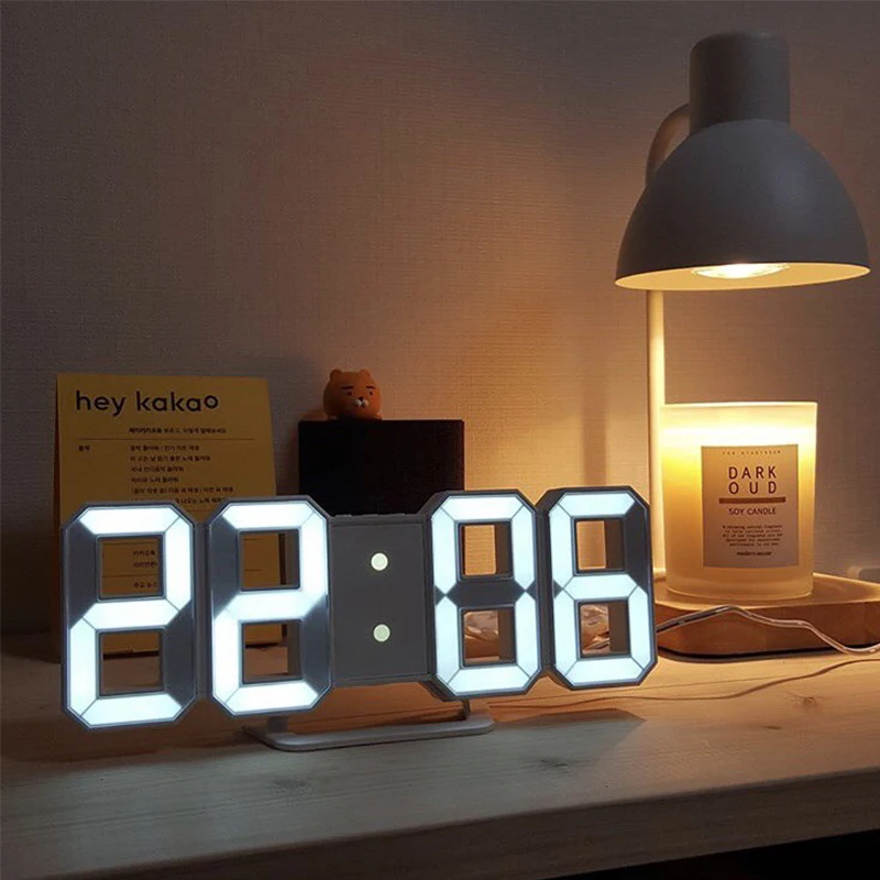 3D Led Digital Alarm Clock Stereo Wall Clock Wall Watch Calendar Thermometer Electronic Clock Furniture (1600526531775)
