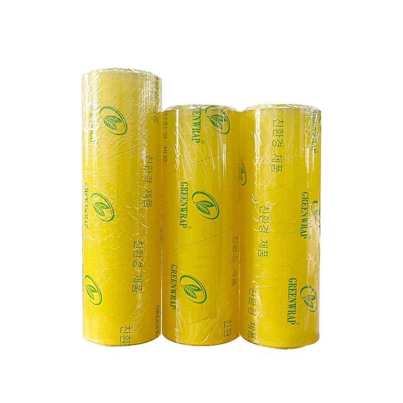 Factory Wholesale Clear cling film supermarket use 9.5 micron food grade pvc cling film for packaging jumbo rolls
