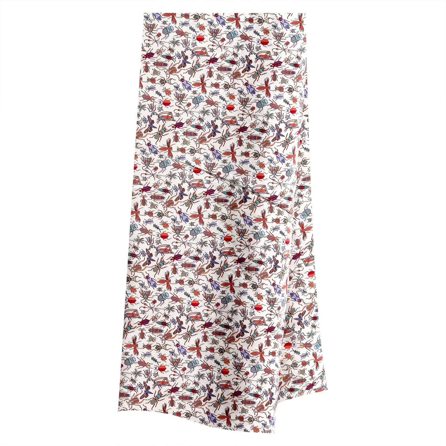 
100% mulberry silk crepe de chine digital printing fabric of insects pattern for dresses and blouses 