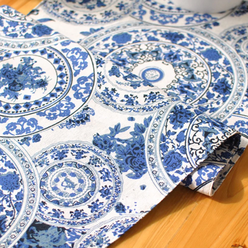 Floral Linen Burlap Table Runner Kitchen Table Runners 30x180cm for Holiday New Year Party Table Decorations Flowers