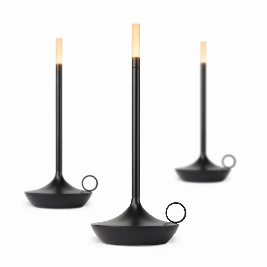 Stylish Rechargeable portable golden Cordless battery led candle light Touch control Dimming table lamp for Bar Hotel Restaurant