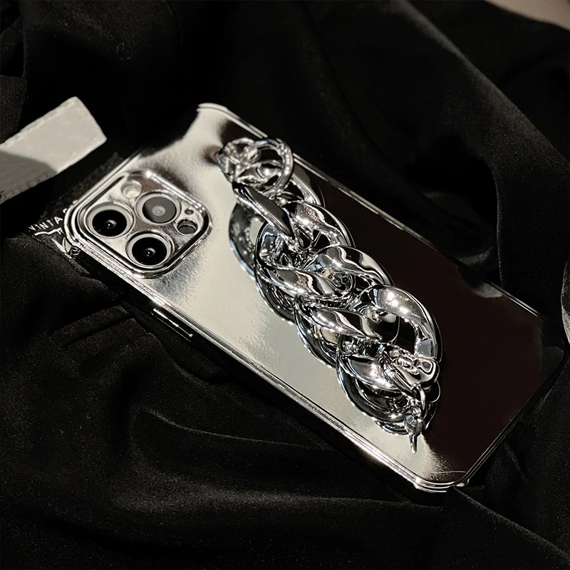 fashion luxury golden silver phone case with bracelet for iphone x xr xs max 8 plus 11 12 13 pro max case