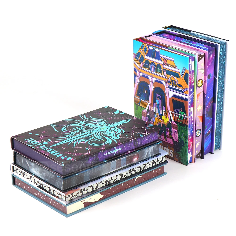 Well Designed Custom Book Printing Exclusive Hardcover Novel Books Multi-colored Stenciled Sprayed Edges