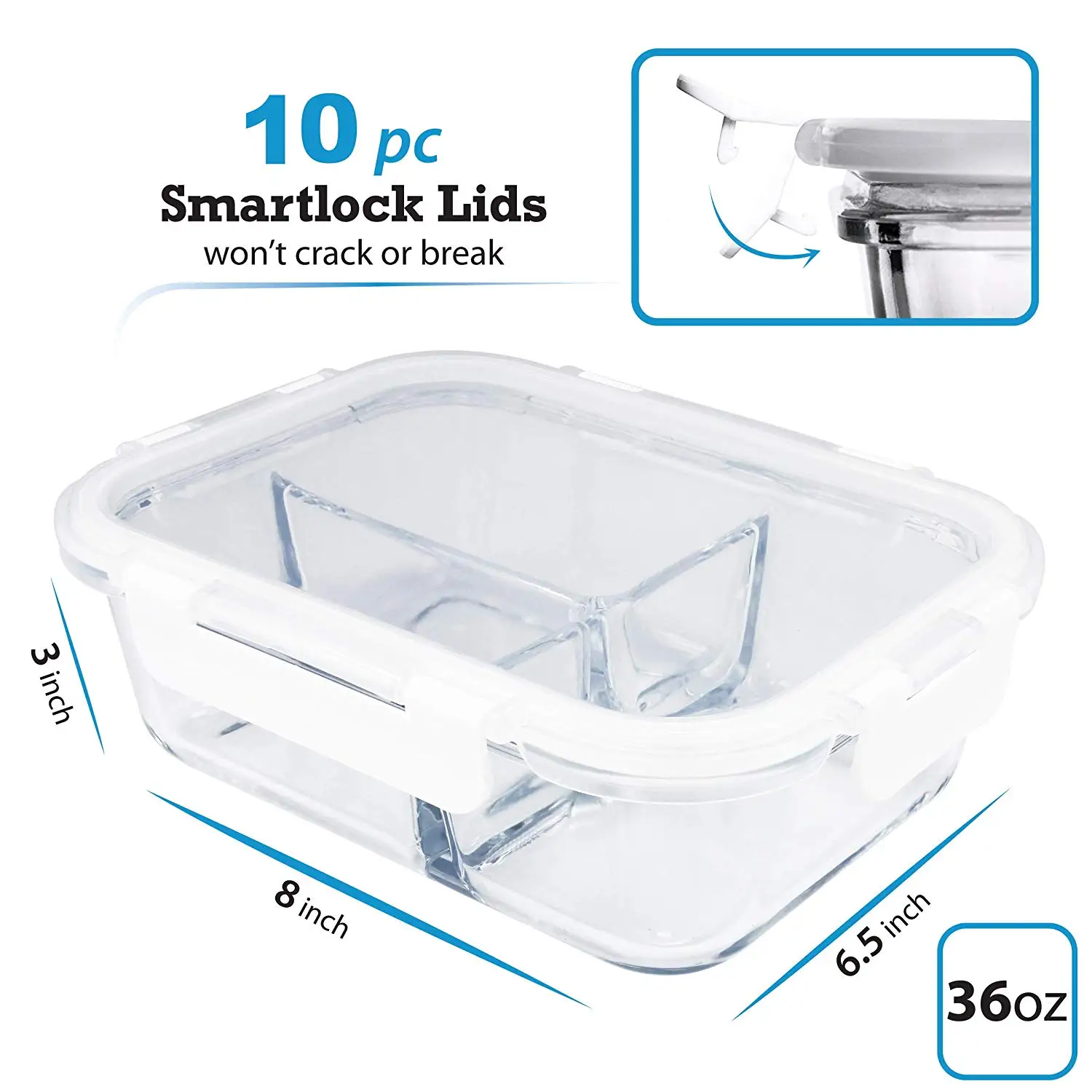 Multifunctional borosilicate food storage container  grade glass compart lunch box  with lid take away