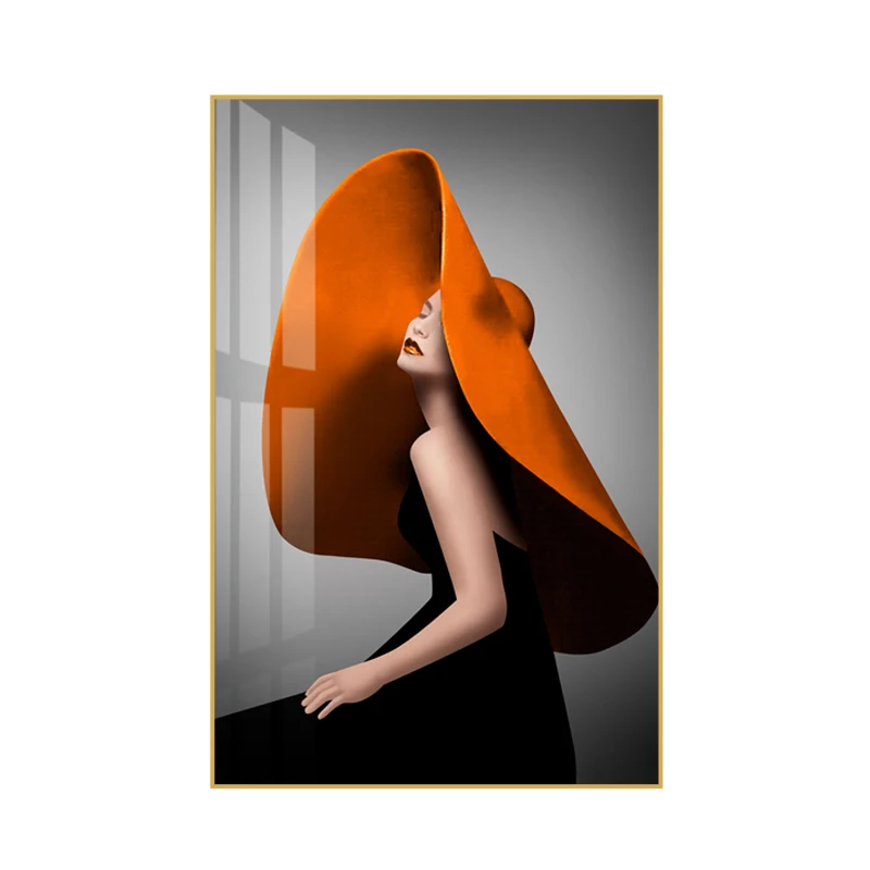 Customized wholesale beauty metal frame simple home crystal porcelain decorative painting