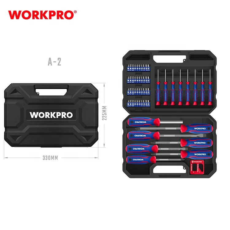 WORKPRO 56PC PRO CR-V Magnetic Screwdriver Bits Set Plastic Box